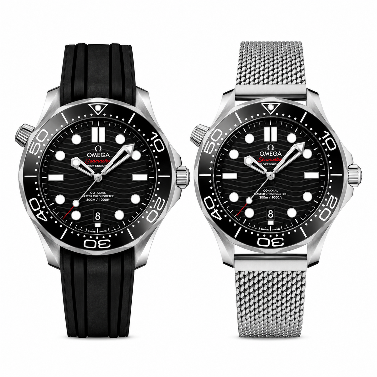 Omega 2-Strap Set – Milanese Steel & Rubber