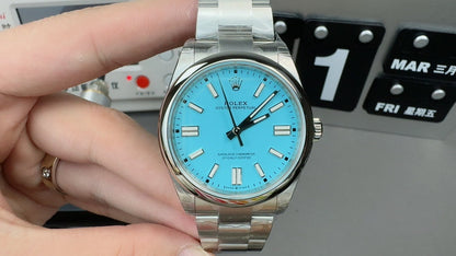 Rolex Oyster Perpetual Türkises Zifferblatt