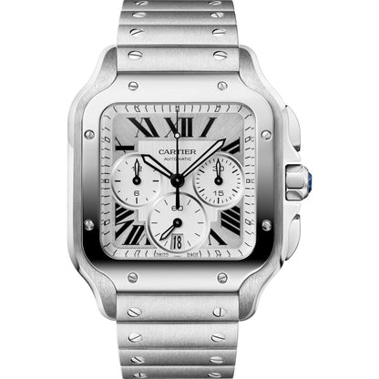 Montre Cartier Santos chronographe en acier inoxydable