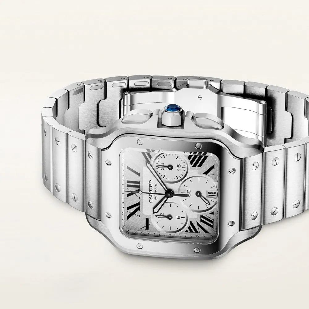 Montre Cartier Santos chronographe en acier inoxydable