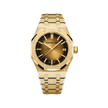 Audemars Piguet Royal Oak 15550BA.GG.1356BA.01 Frosted Gelbgold Geräuchertes Gelbes Zifferblatt