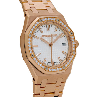 Audemars Piguet Royal Oak 77451OR.ZZ.1361OR.03 „Damen“ Rotgold Silberzifferblatt Diamantlünette