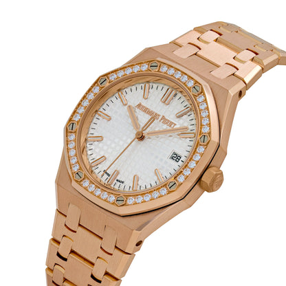 Audemars Piguet Royal Oak 77451OR.ZZ.1361OR.03 „Damen“ Rotgold Silberzifferblatt Diamantlünette