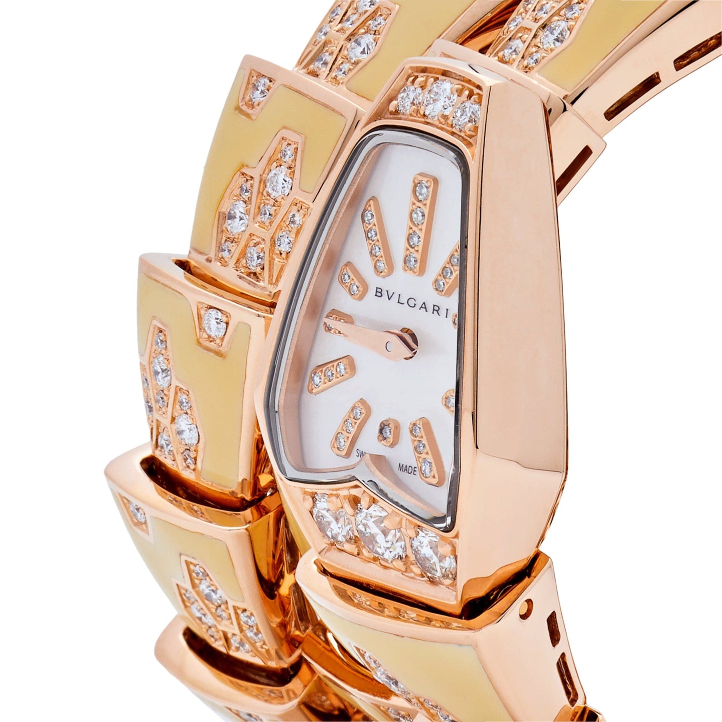 Montre BVLGARI Serpenti deux tours 101985 Femme Or rose Diamants Laque Cadran nacre