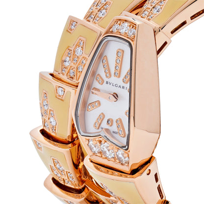 Montre BVLGARI Serpenti deux tours 101985 Femme Or rose Diamants Laque Cadran nacre