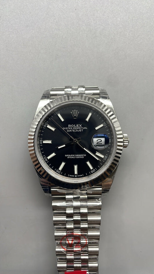 Rolex Datejust 41 – Black Dial VSF SUPER CLONE – 126334 – Fluted Bezel – Jubilee Bracelet