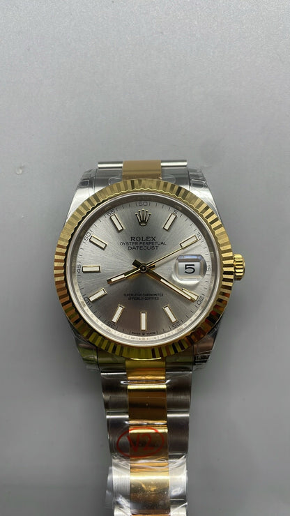 Rolex Datejust 41 – Silbernes Zifferblatt VSF SUPER CLONE – 126333 – Geriffelte Lünette – Oyster-Armband