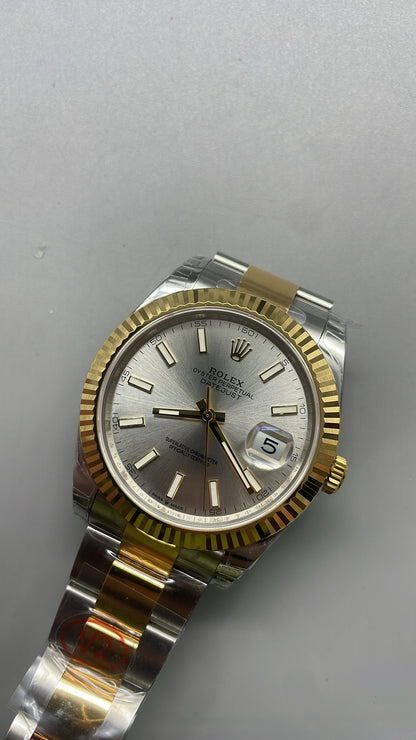 Rolex Datejust 41 – Silbernes Zifferblatt VSF SUPER CLONE – 126333 – Geriffelte Lünette – Oyster-Armband