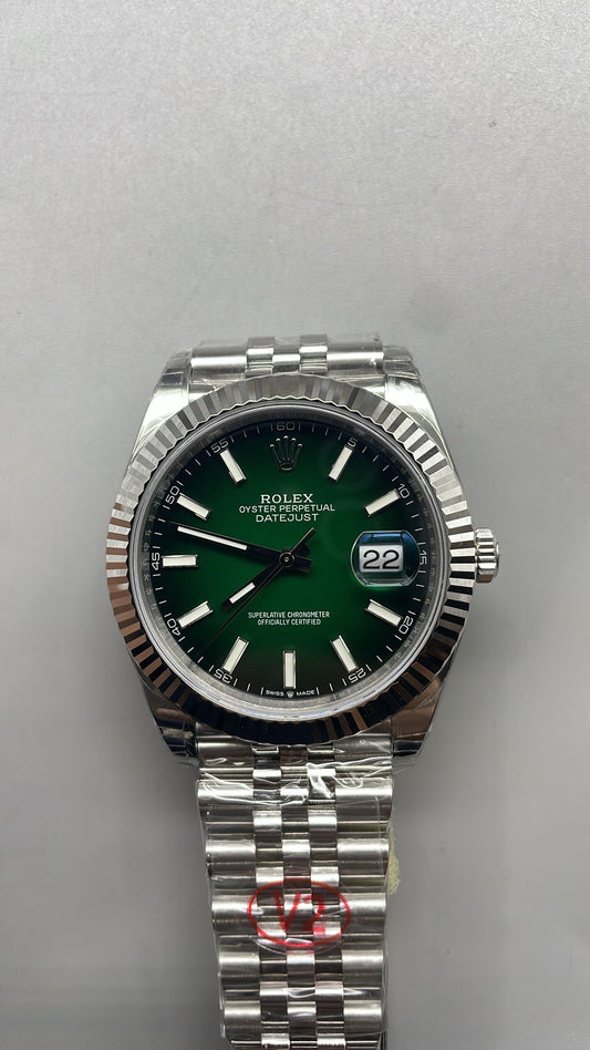 Rolex Datejust 41 – Green Dial VSF SUPER CLONE – 126334 – Fluted Bezel – Jubilee Bracelet