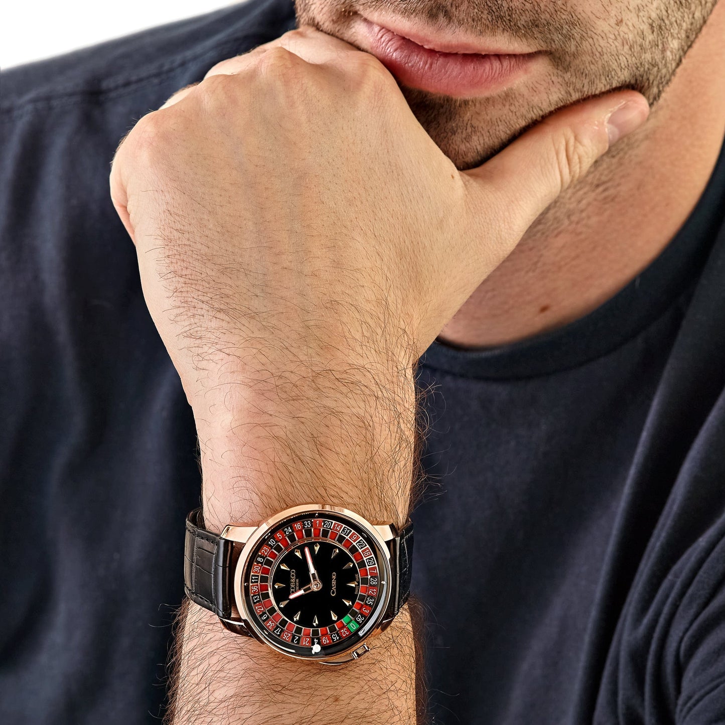 Jacob & Co. « The Casino Tourbillon » CA100.40.AA.AA.ABALA Or Rose Cadran Onyx Noir Édition Limitée