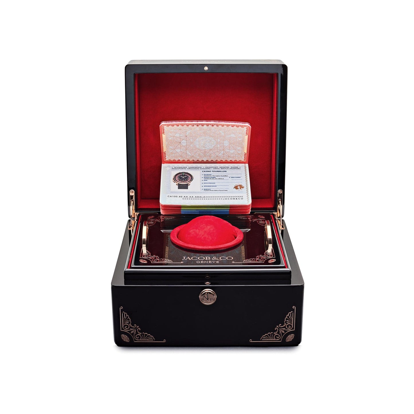 Jacob & Co. « The Casino Tourbillon » CA100.40.AA.AA.ABALA Or Rose Cadran Onyx Noir Édition Limitée