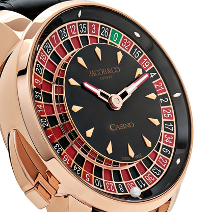 Jacob & Co. « The Casino Tourbillon » CA100.40.AA.AA.ABALA Or Rose Cadran Onyx Noir Édition Limitée