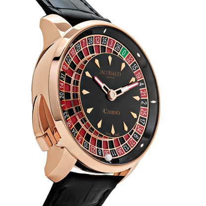 Jacob & Co. « The Casino Tourbillon » CA100.40.AA.AA.ABALA Or Rose Cadran Onyx Noir Édition Limitée