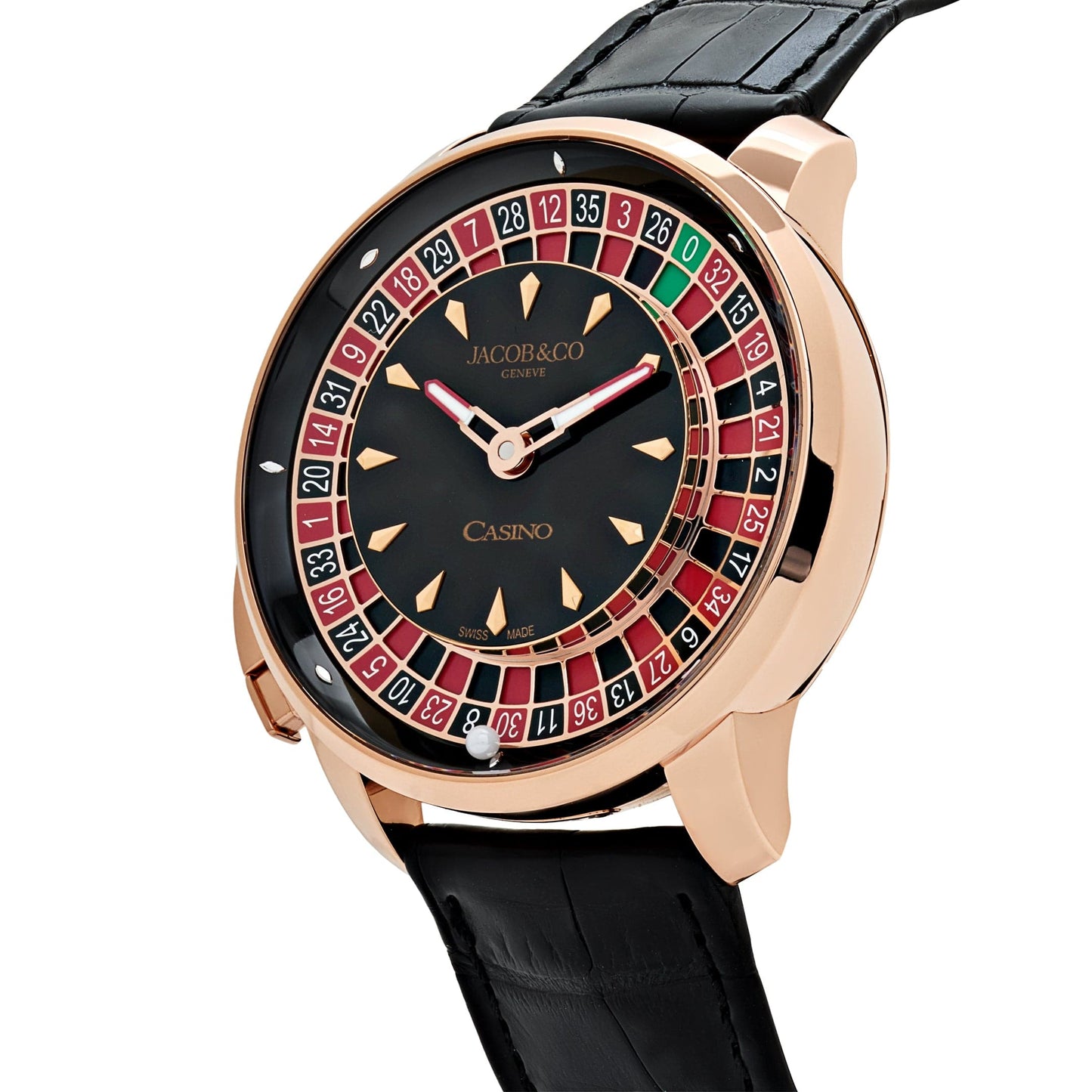Jacob & Co. « The Casino Tourbillon » CA100.40.AA.AA.ABALA Or Rose Cadran Onyx Noir Édition Limitée