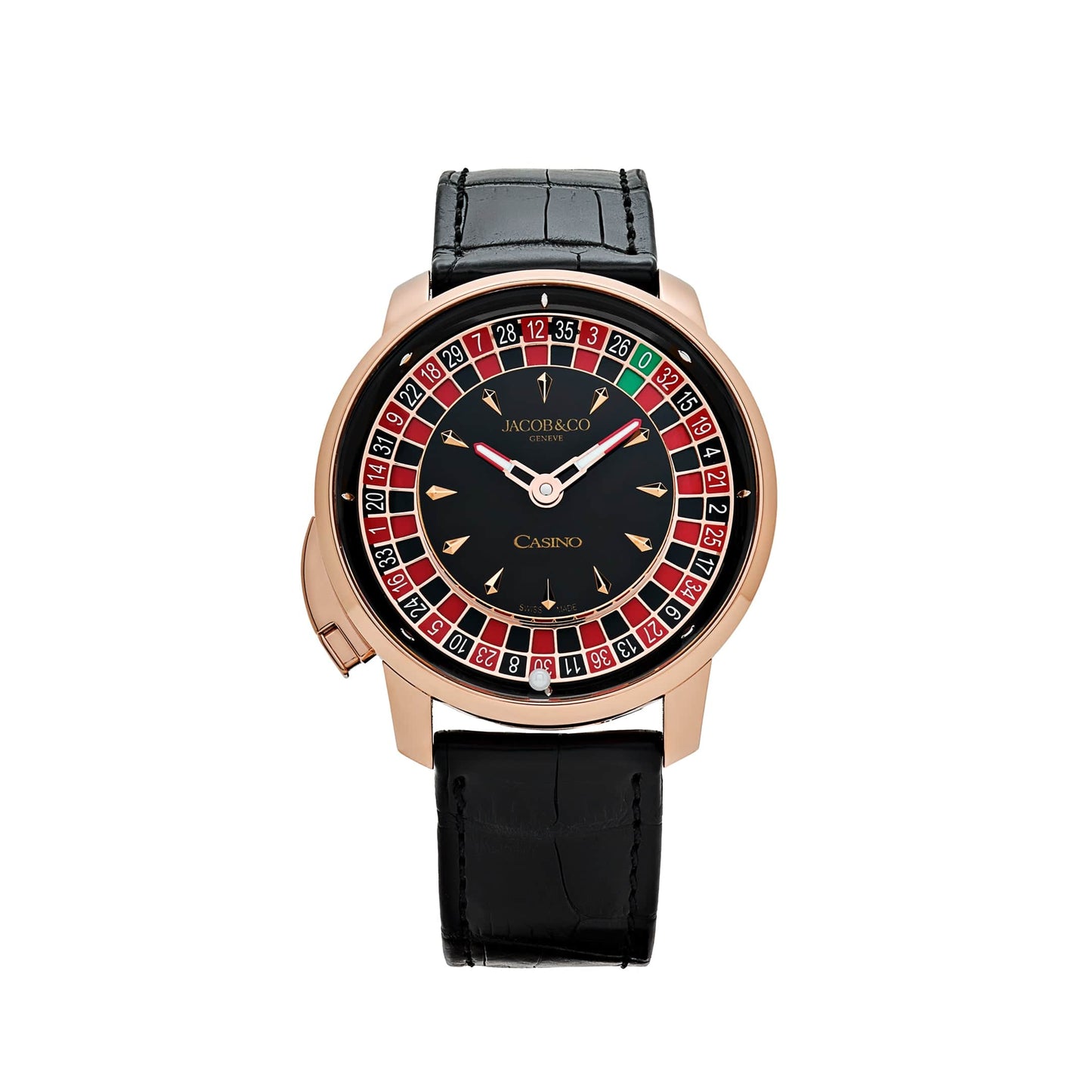 Jacob & Co. « The Casino Tourbillon » CA100.40.AA.AA.ABALA Or Rose Cadran Onyx Noir Édition Limitée