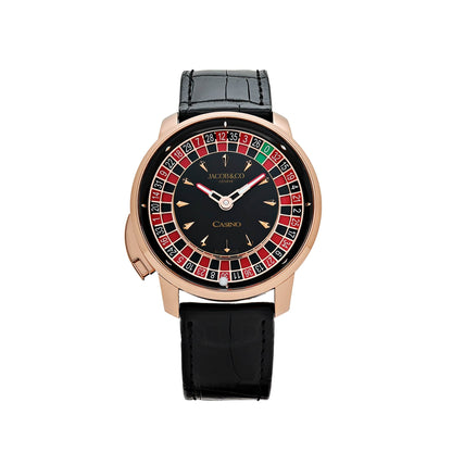 Jacob & Co. « The Casino Tourbillon » CA100.40.AA.AA.ABALA Or Rose Cadran Onyx Noir Édition Limitée