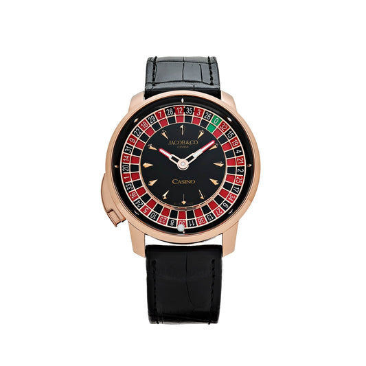 Jacob & Co. « The Casino Tourbillon » CA100.40.AA.AA.ABALA Or Rose Cadran Onyx Noir Édition Limitée