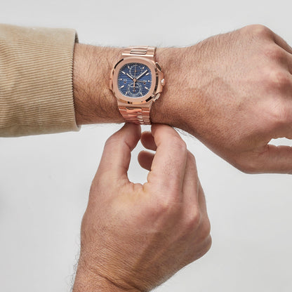 Patek Philippe Nautilus 3285 V3 –  5990/1R-001 Travel Time Flyback Chronograph Rose Gold Blue Dial (2025)