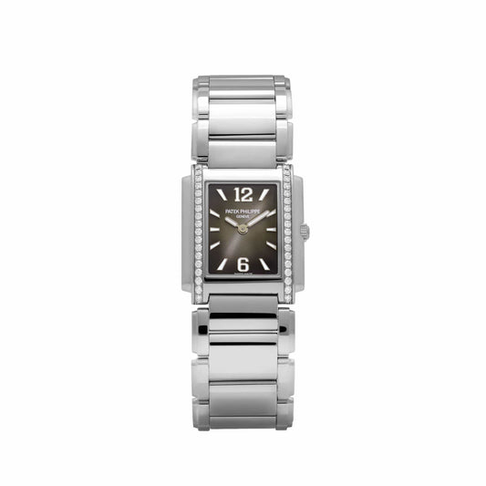 Patek Philippe Twenty-4 4910/1200A-010 „Damen“ Edelstahl Graues Zifferblatt Diamantlünette Quarz (2024)